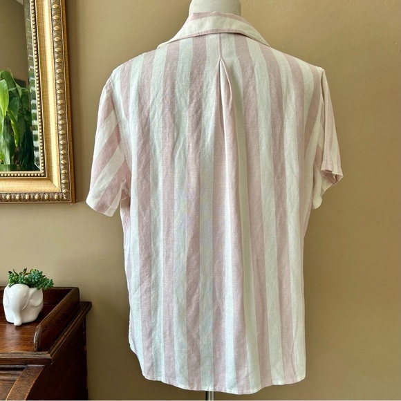 Rails Zuma Petal Stripe Shirt Short Sleeve Button Down Pink White Wide Stripe M - Picture 8 of 13